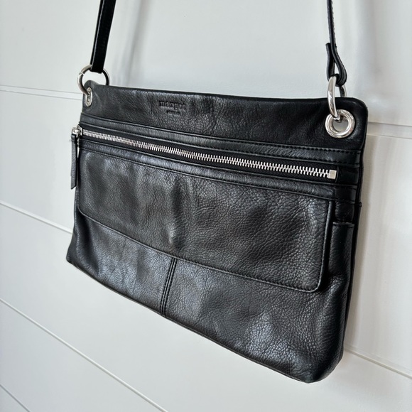 Margot New York Black Leather Crossbody Bag with Adjustable Strap - Picture 3 of 16